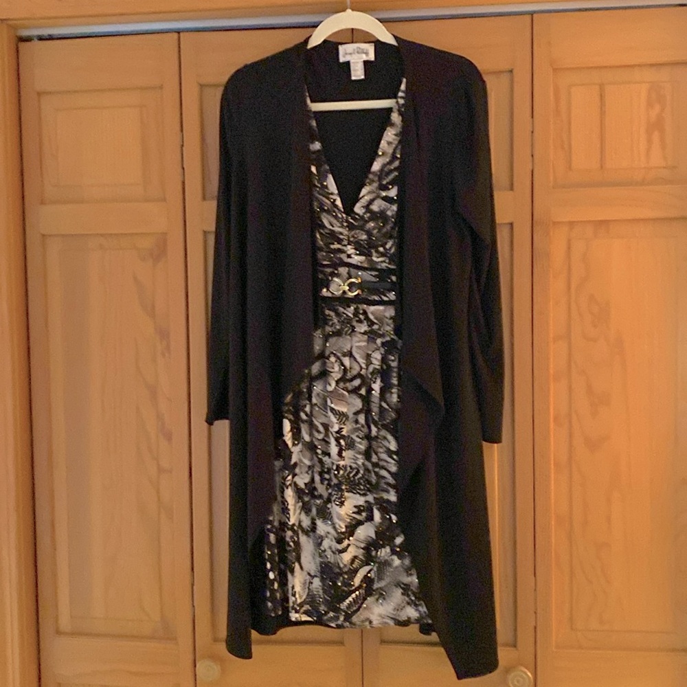 NWOT.  Never Worn.Ribkoff dress/jacket 1-piece combo. Belt & sparkle details
